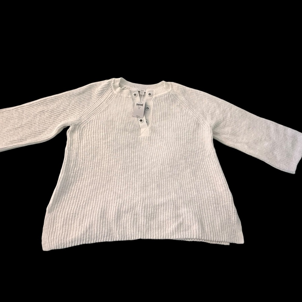 NWT Ladies | J. Jill SPLIT-NECK RIBBED SWEATER | White | Size Small